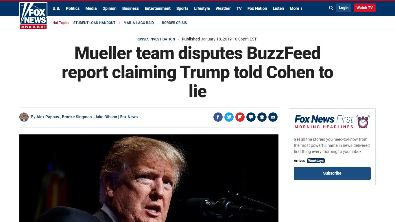 Mueller team disputes BuzzFeed report claiming Trump told Cohen to lie ...